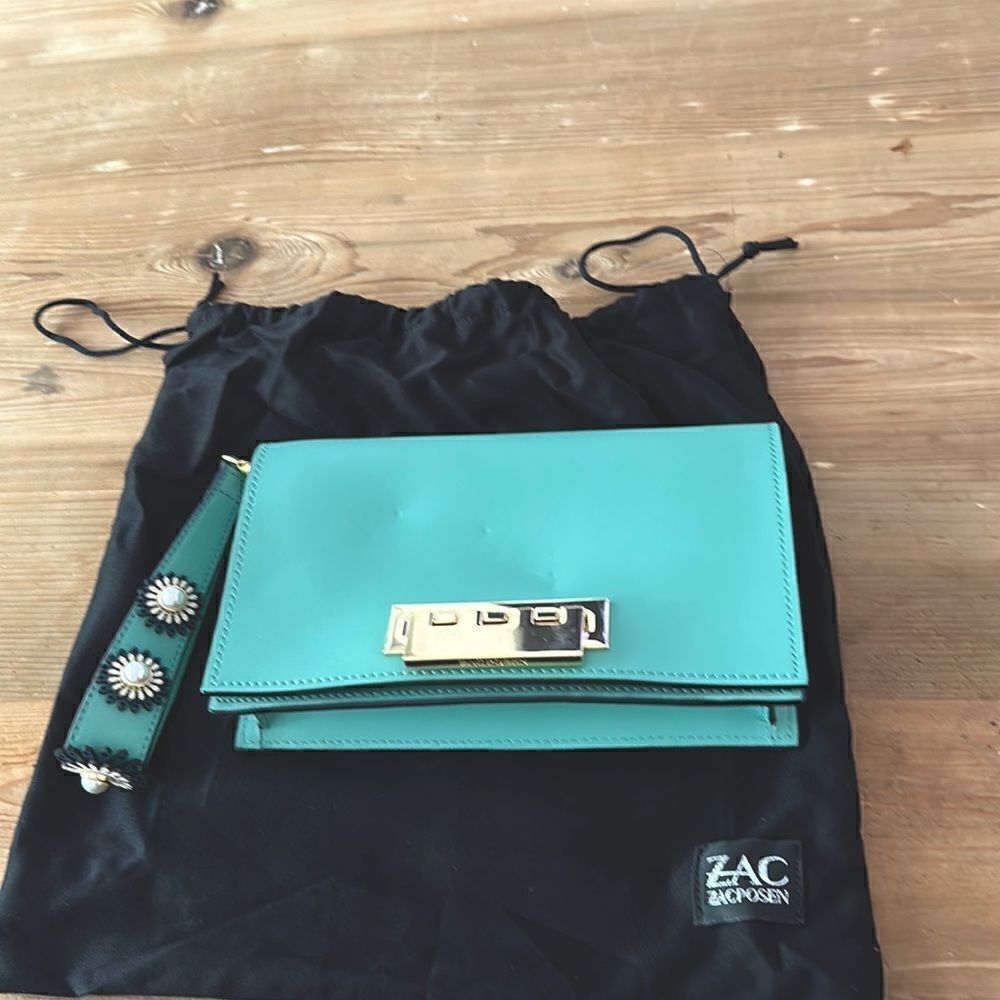 ZAC POSEN Earthette Leather Clutch + Dust Bag